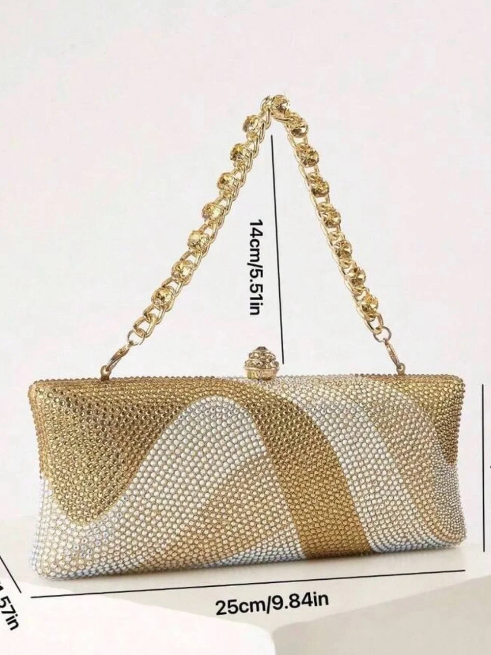 Gold Crystal Evening Clutch Handbag